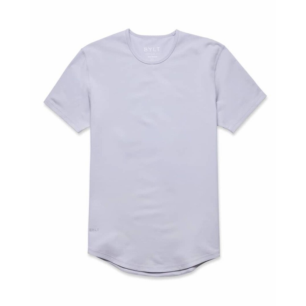 BYLT Basics Drop Cut Short Sleeve Shirt Purple Lavender Med Lux Casual